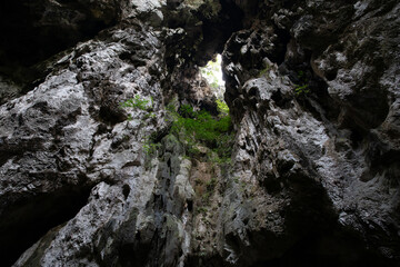 View from inside deer cave in gunung mulu national park 