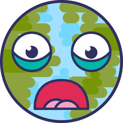 Fototapeta premium Planet sphere emoji afraid scary expression vector