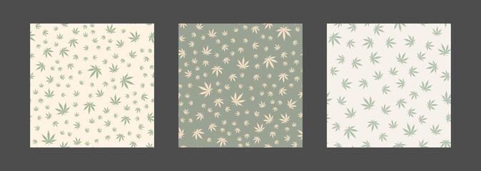 Cannabis leaf Seamless pattern. Medicine Marijuana texture. Vector background for fabric textile, wrapping paper