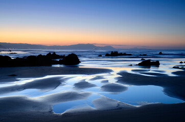 Fototapeta na wymiar Sunset on Barrika beach. Biscay. Basque Country. Spain