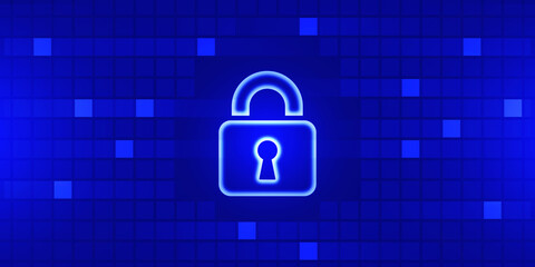 2d illustration Safety concept: Closed Padlock on digital background
