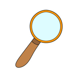 Simple cartoon icon. Magnifying glass vector image.