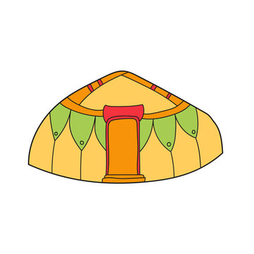 recommend clip art: Simple cartoon icon. Vector Yurt Cartoon Illustration. House of Asian nomads. Mongolia home. Isolated on white background