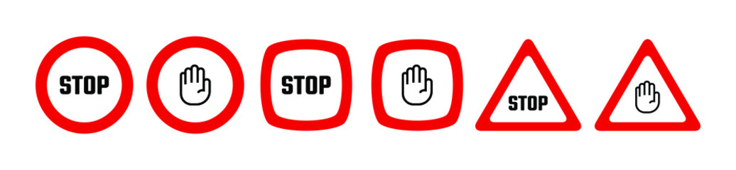 Red stop sign. Vector icon	