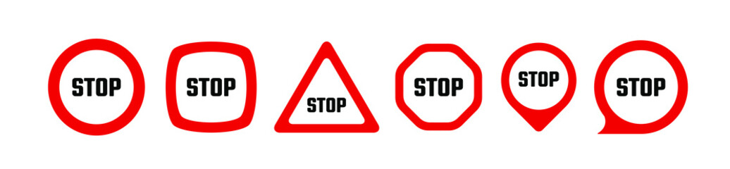 Red stop sign. Vector icon	