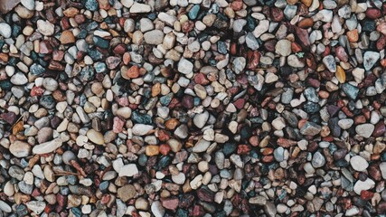 Tiny Stones Pebble Rocks Background Top View Dolly	