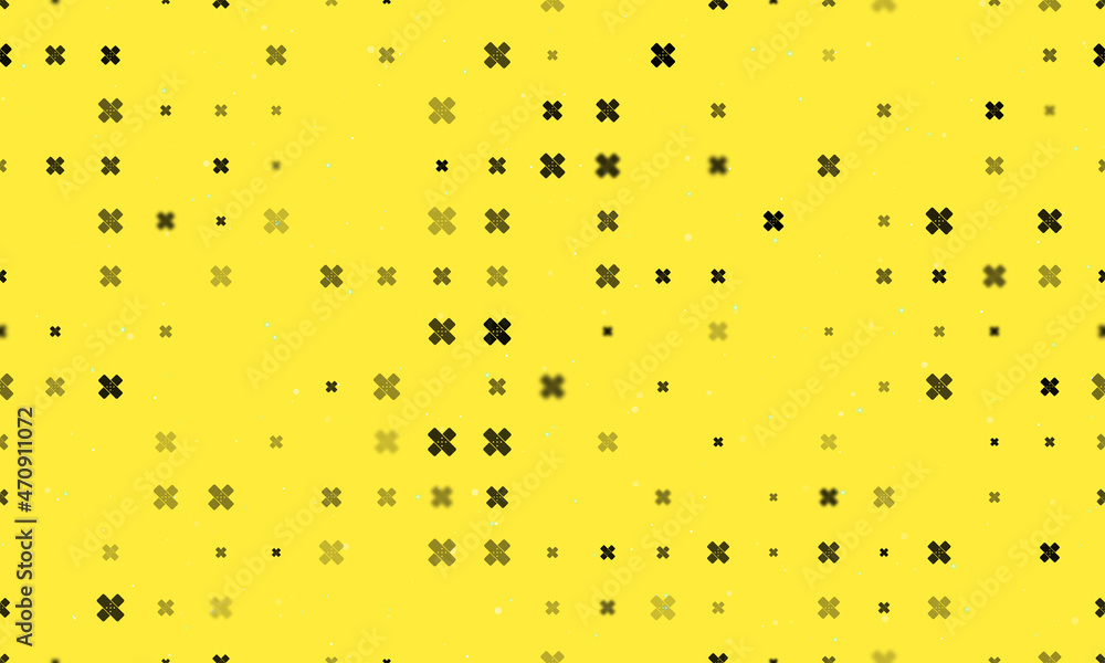 Poster seamless background pattern of evenly spaced black adhesive plaster symbols of different sizes and o