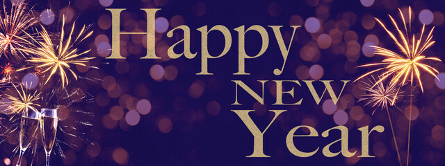 HAPPY NEW YEAR 2022 / New Year's Eve Holiday Event Party Firework - Festive silvester background...