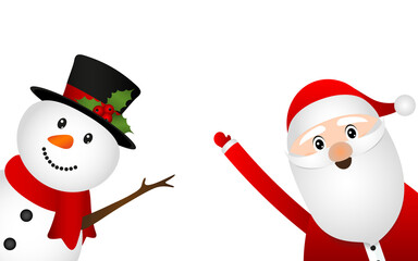 Funny Santa Claus and Snowman for christmas 