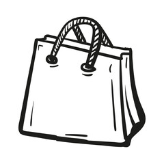 Hand drawn paper package icon in doodle style isolated