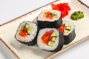 Vegan japanese roll with vegetables