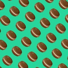 Macarons pattern concept cookies chocolate vector emerald color