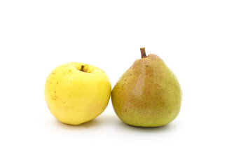 The apple and pear are ripe.