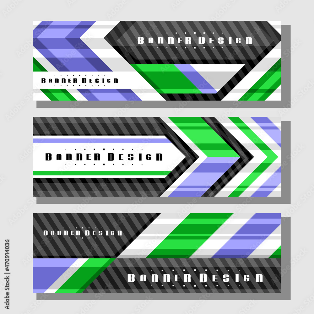 Sticker vector headers set, 3 colorful layouts with decorative design arrows with copy space for ad text, cr