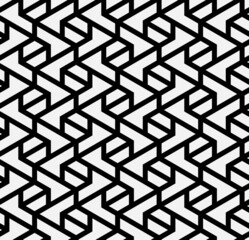 Pattern with dark stripes on light background. Abstract monochrome geometric texture. Stylish vector design with repeating polygons and stripes. Seamless ornament for textile, fabric and wrapping.