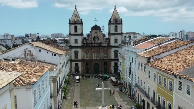 salvador, bahia, brazil - november 20, 2021: view of the church of Sao Francisco in Pelourinho, historic center of the city of Salvador.