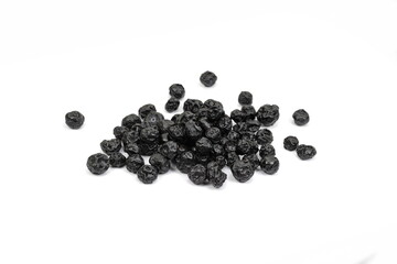 Dried Blueberries On White Background. Dried blueberries pile isolated on white background.