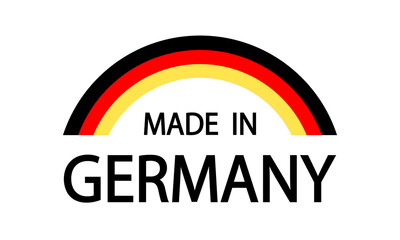 Made in Germany icon. Label with German flag. High quality product mark. Badge. Product of Germany. Manufactured in Europe.