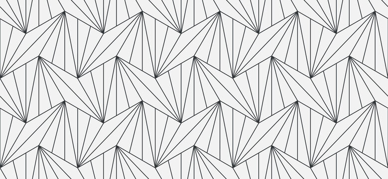 Pattern with thin lines and polygons. Vector abstract geometric diamond texture. Seamless linear pattern for fabric, textile and wrapping. Trendy monochrome background.