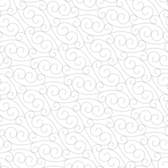 Pattern with lines and abstract floral elements. Intersecting scrolls forming seamless abstract floral background. Vector geometric design for textile, fabric and wrapping. Decorative lattice.