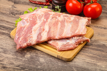 Raw pork ribs for cooking