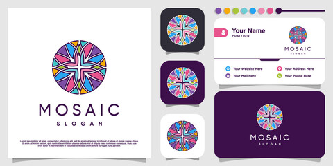 Abstract mosaic logo design with modern concept Premium Vector - obrazy, fototapety, plakaty