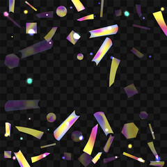 Hologram Confetti. Purple Blur Effect. Laser Colorful Backdrop. Webpunk Art. Holiday Foil. Light Glare.