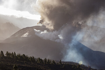 View of eruption of Cumbre Vieja Volcano. La Palma, Canary Islands, Spain. November, 2021