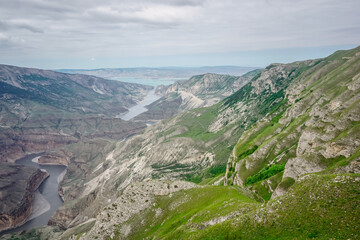Fototapeta na wymiar Beautiful landscapes of the Sulak canyon in Dagestan