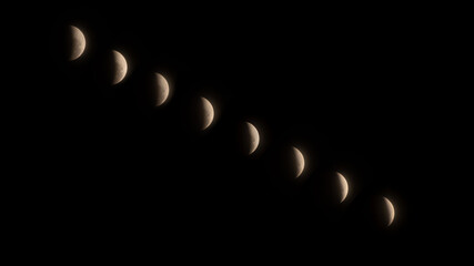 Progression of Lunar Eclipse Across the Night Sky in Auckland New Zealand