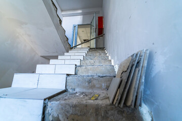 Inside renovation architecture design. Interior of renovative empty corridor.