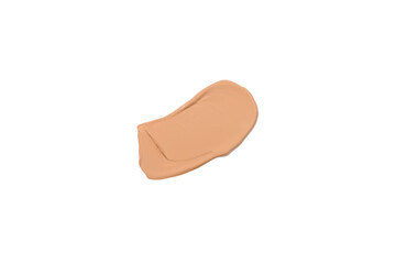 Light beige makeup smear of creamy foundation isolated on white background. Liquid foundation smudge.