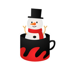 Cartoon snowman inside cup design