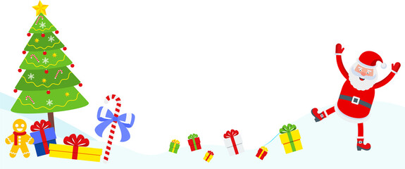 Fototapeta premium Horizontal winter snowy landscape. Background for Christmas and New Year.