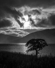 Moody View over Loch Linnhe from Fort William in Scotland, UK.