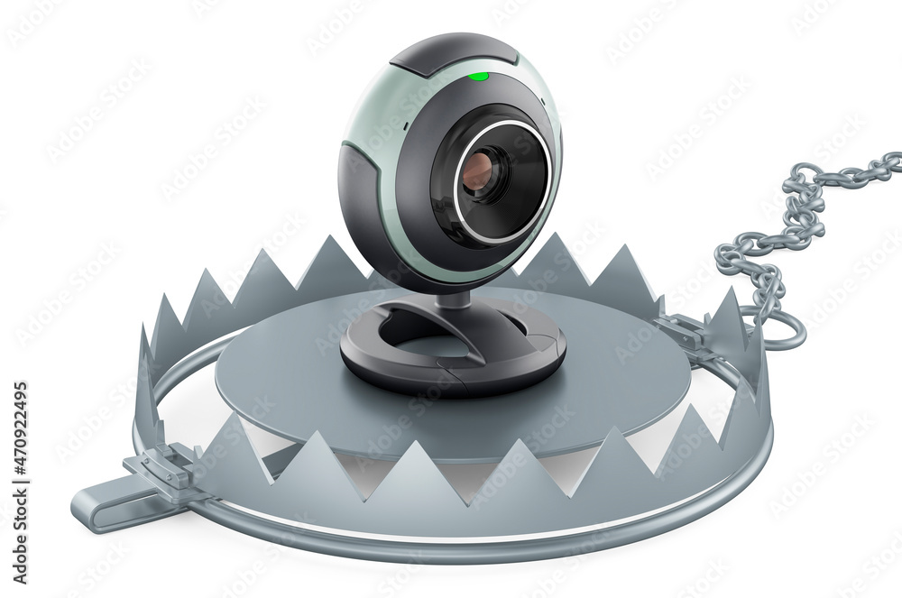 Poster bear trap with webcam, 3d rendering