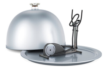 Restaurant cloche with elliptical trainer. 3D rendering