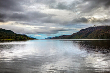 Loch Ness viewed from Fort Augustus in Scotland, UK