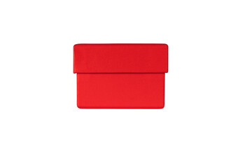 red gift cardboard box with closed lid on white background