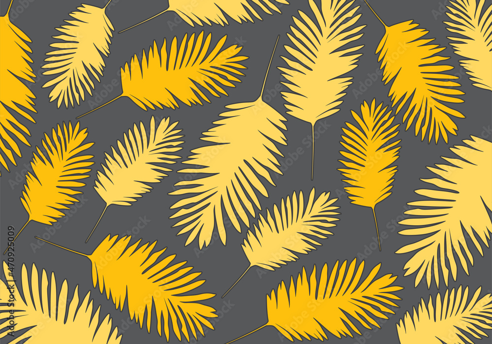 Poster minimalist background with simple yellow leaves pattern