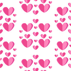 Hearts, seamless pattern on white background