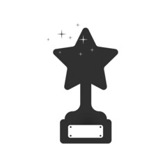 trophy cup in the form of a star. dark icon on white background