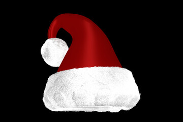 Santa Claus hat isolated on black background, 3d rendering
