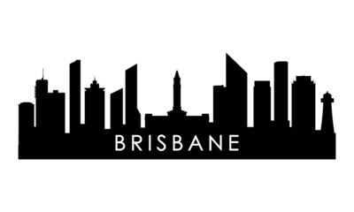 Brisbane skyline silhouette. Black Brisbane city design isolated on white background. - obrazy, fototapety, plakaty