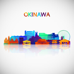 Okinawa skyline silhouette in colorful geometric style. Symbol for your design. Vector illustration. - obrazy, fototapety, plakaty