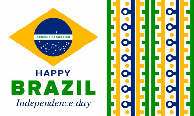 Brazil Independence Day. Happy national holiday. Freedom day. Celebrate annual in September 7. Brazil flag. Patriotic brazilian design. Poster, card, banner, template, background. Vector illustration