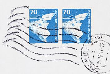 briefmarke stamp vintage retro gestempelt used gebraucht frankiert cancel papier paper ship schiff...
