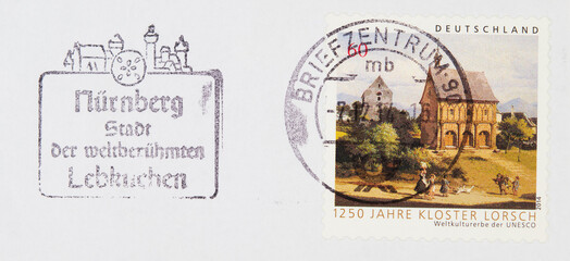 briefmarke stamp vintage retro gestempelt used gebraucht frankiert cancel papier paper slogan...