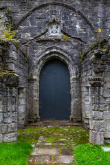 Fototapeta premium Boarded Doorway at Dunkeld Cathedral in Dunkeld, Scotland