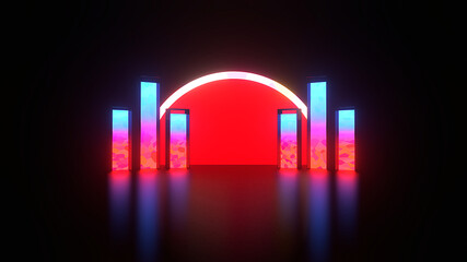 Fototapeta premium 赤い光のアブストラクト ステージ 3DCG 背景